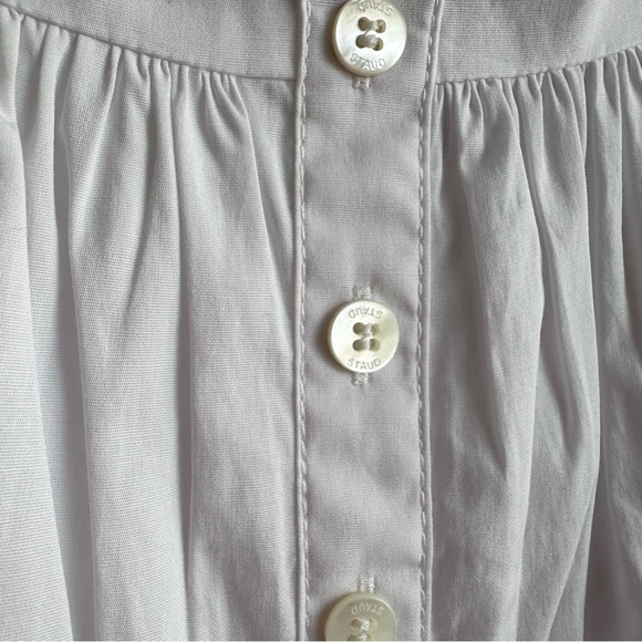 Staud Mini Elio Dress in White / Off The Shoulder Prairie Dress w/ Puffy Sleeves - Picture 8 of 13